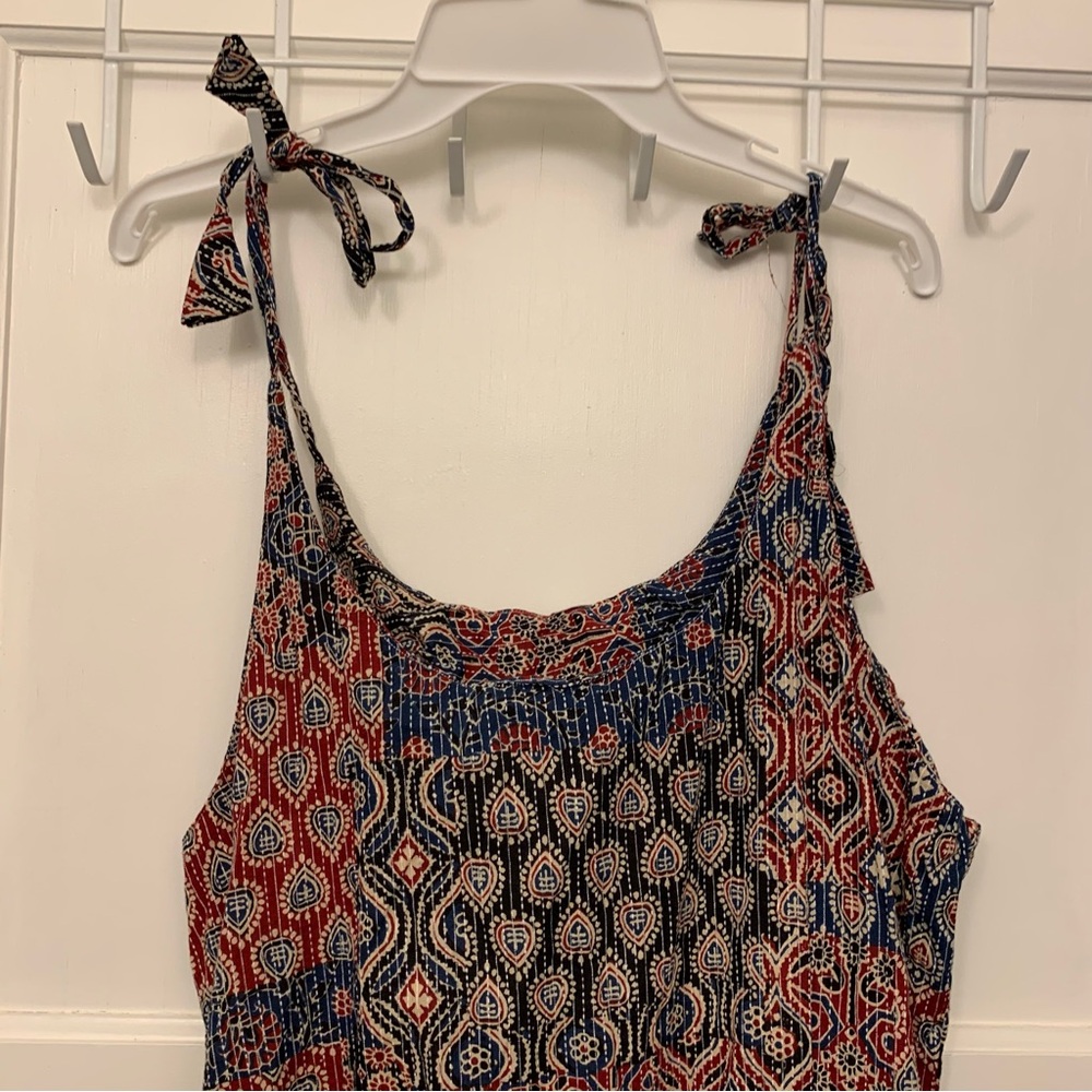 Sleeveless Midi Dress in Navy, Red & Cream - Picture 2 of 8